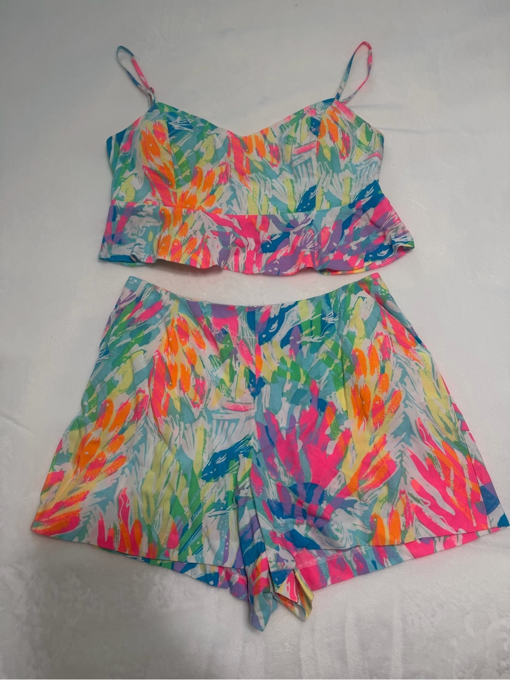 Lilly Pulitzer Linnea Two Piece Crop Top and Shorts Set in Sparkling Sands